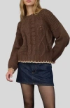 Blu Pepper Mixed Cable Knit Sweater In Brown