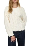 Blu Pepper Mixed Cable Knit Sweater In Neutral