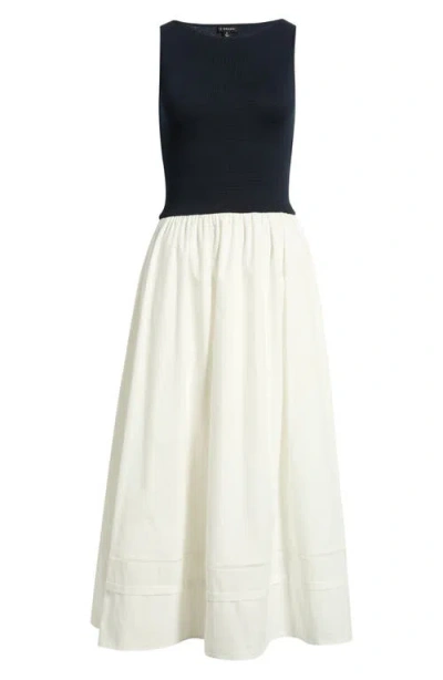 Blu Pepper Mixed Media Lace Inset Midi Dress In Multi