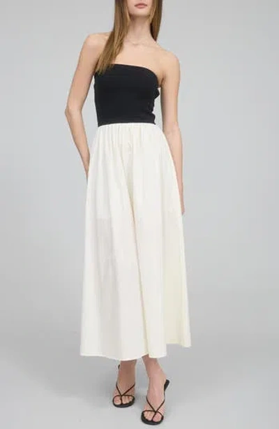 Blu Pepper Mixed Media Strapless Maxi Dress