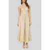 Blu Pepper Mixed Media Strapless Midi Dress In Neutral