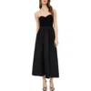 Blu Pepper Mixed Media Strapless Midi Dress In Black