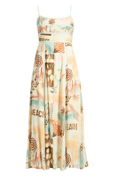 Blu Pepper Mixed Print Midi Dress In Multi