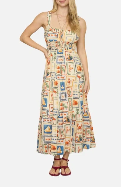 Blu Pepper Mixed Print Sleeveless Maxi Dress In Neutral