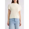 Blu Pepper Mock Neck Cap Sleeve Ribbed Sweater In Ivory