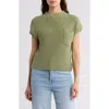 Blu Pepper Mock Neck Cap Sleeve Ribbed Sweater In Light Olive