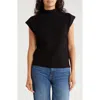 Blu Pepper Mock Neck Cap Sleeve Sweater In Black