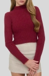 Blu Pepper Mock Neck Crop Sweater In Red