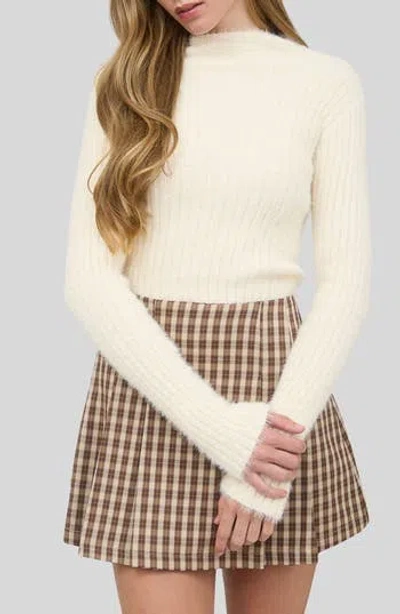 Blu Pepper Mock Neck Crop Sweater In White