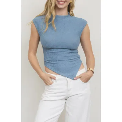 Blu Pepper Mock Neck Handkerchief Hem Top In Multi