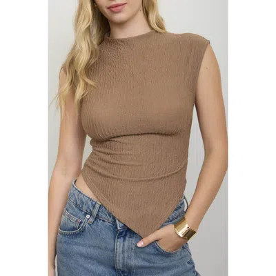 Blu Pepper Mock Neck Handkerchief Hem Top In Multi