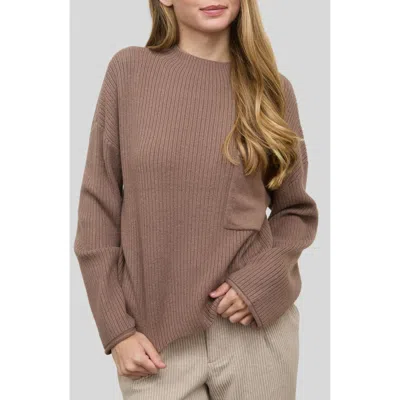 Blu Pepper Mock Neck Long Sleeve Sweater In Brown