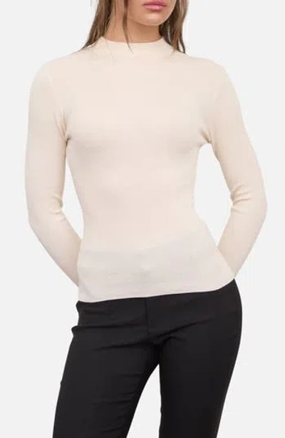 Blu Pepper Mock Neck Long Sleeve Sweater Knit Top In Neutral
