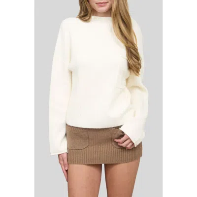 Blu Pepper Mock Neck Long Sleeve Sweater In White