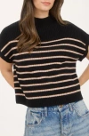 Blu Pepper Mock Neck Pullover Sweater In Black