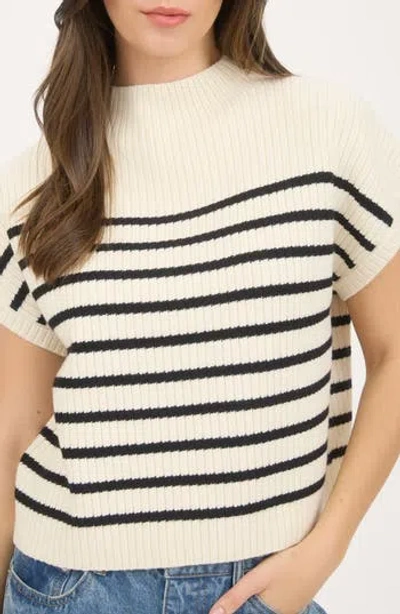 Blu Pepper Mock Neck Pullover Sweater In White