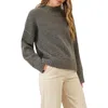Blu Pepper Mock Neck Rib Sweater In Charcoal