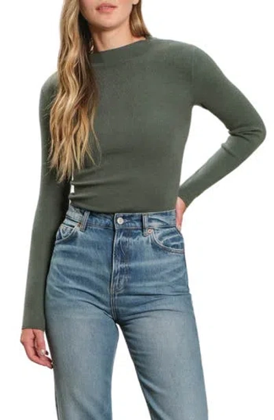 Blu Pepper Mock Neck Rib Sweater In Dark Green