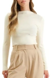 Blu Pepper Mock Neck Rib Sweater In Oatmeal