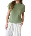 Blu Pepper Mock Neck Short Sleeve Sweater In Light Olive In Green