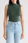 Blu Pepper Mock Neck Tank Bodysuit In Dark Green