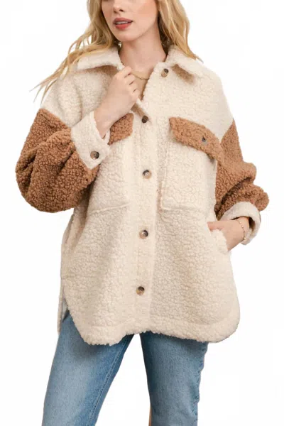 Blu Pepper Mount Sherpa Jacket In Cream In White