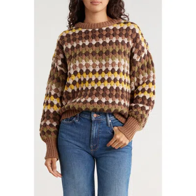 Blu Pepper Multi Color Knit Sweater In Brown