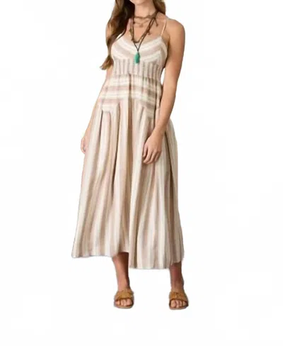 Blu Pepper Multi Pattern Spaghetti Strap Midi Dress In Brown