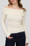 Blu Pepper Off-the-shoulder Long Sleeve Sweater In White