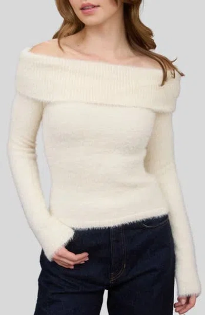 Blu Pepper Off-the-shoulder Long Sleeve Sweater In White