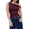 Blu Pepper One-shoulder Top In Maroon
