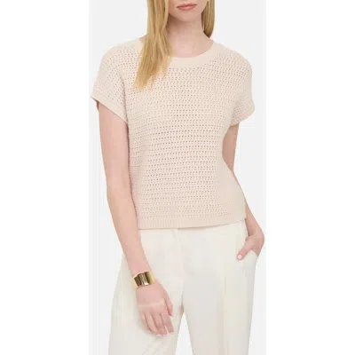 Blu Pepper Open Knit Short Sleeve Sweater In Neutral