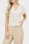 Blu Pepper Open Knit Short Sleeve Top In White