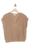 Blu Pepper Open Knit Short Sleeve Top In Brown