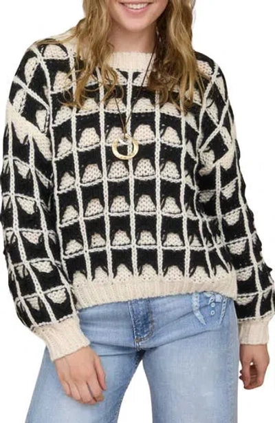 Blu Pepper Open Stitch Sweater In Black