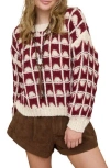 Blu Pepper Open Stitch Sweater In Burgundy