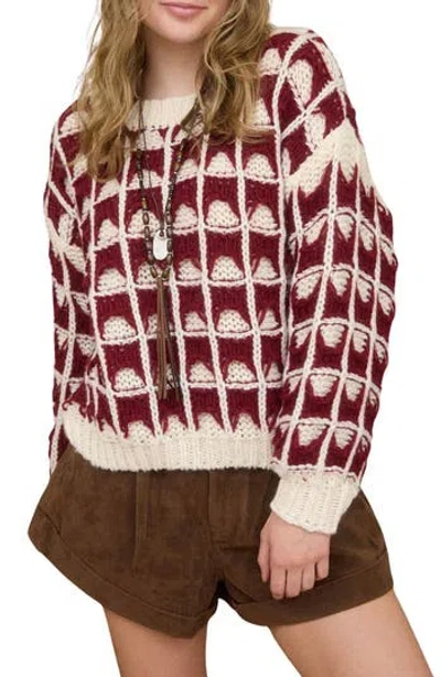 Blu Pepper Open Stitch Sweater In Burgundy
