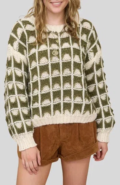 Blu Pepper Open Stitch Sweater In Green