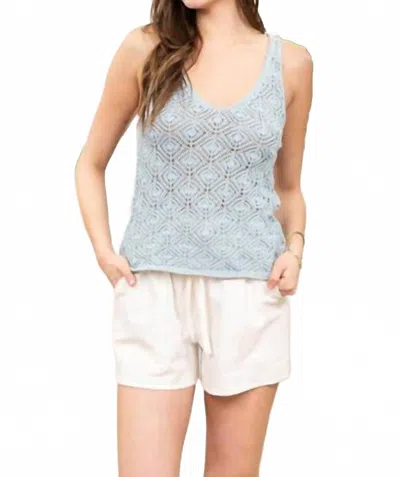 Blu Pepper Open Weave Pattern Tank Top In Mint In Blue