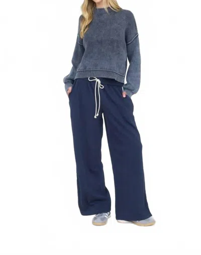 Blu Pepper Over And Over Casual Wide Leg Bottom In Navy In Blue