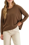 Blu Pepper Oversize Lightweight Sweater In Brown