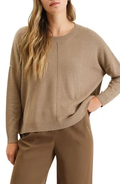 Blu Pepper Oversize Lightweight Sweater In Mocha