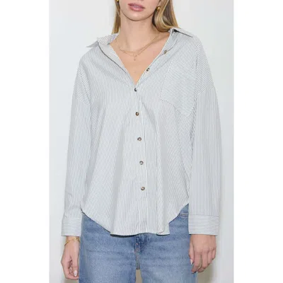Blu Pepper Oversize Stripe Button-up Shirt In White