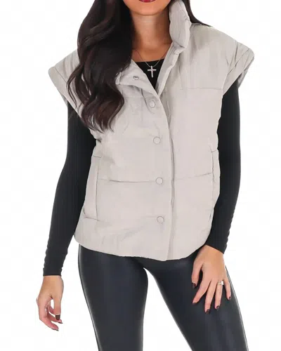 Blu Pepper Oversized Puffer Vest In Cement In Neutral