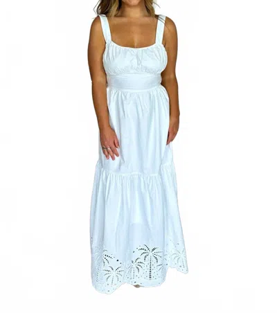 Blu Pepper Palm Maxi Dress In White In Blue
