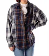 Blu Pepper Patchwork Button Down Shirt In Brown Plaid In Blue