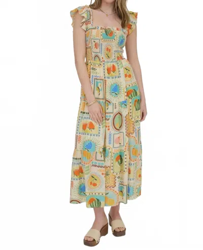 Blu Pepper Patchwork Fruits Dress In Multicolor