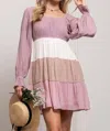 Blu Pepper Perched Mini Dress In Dusty Pink In Pink