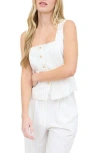 Blu Pepper Pinstripe Fitted Button-up Tank In Ivory