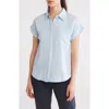 Blu Pepper Pinstripe Woven Top In Blue